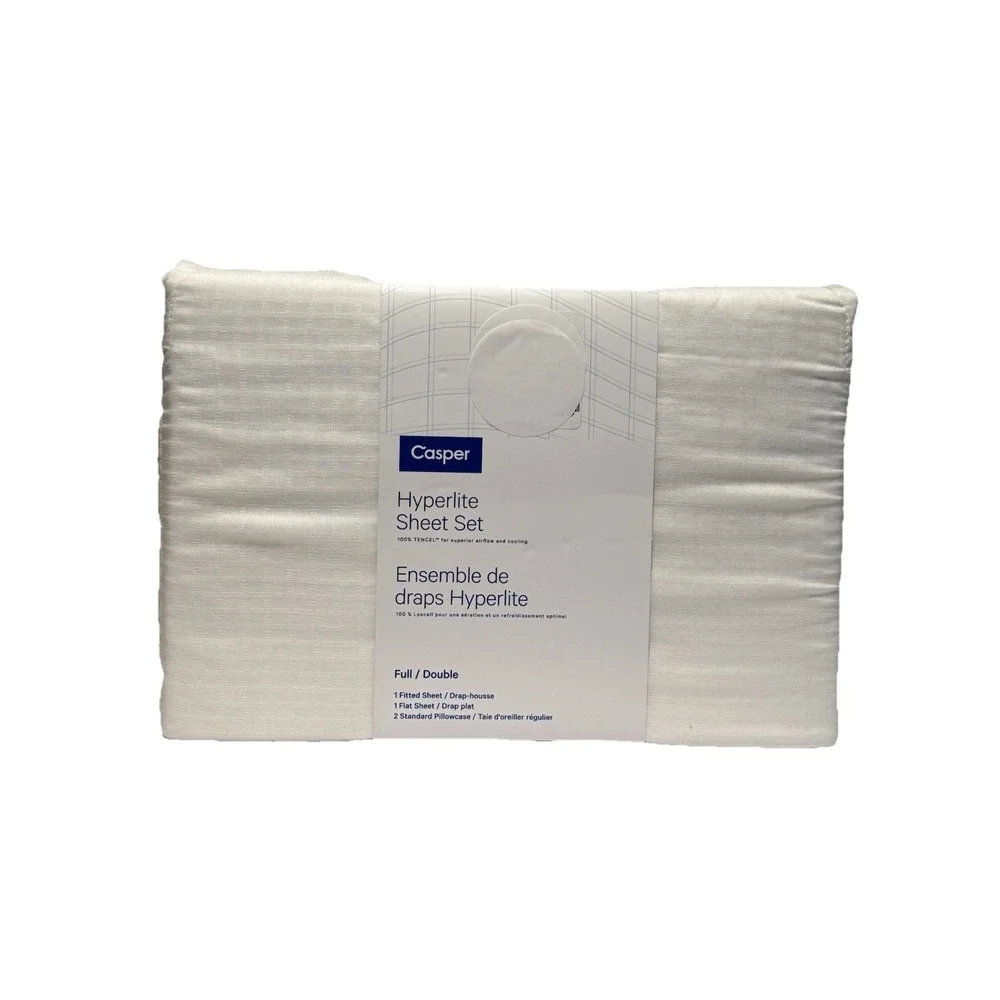 Casper‎ Hyperlite Cooling Grid Weave 100% Lyocell WHITE 4pc FULL Sheet Set NWT!